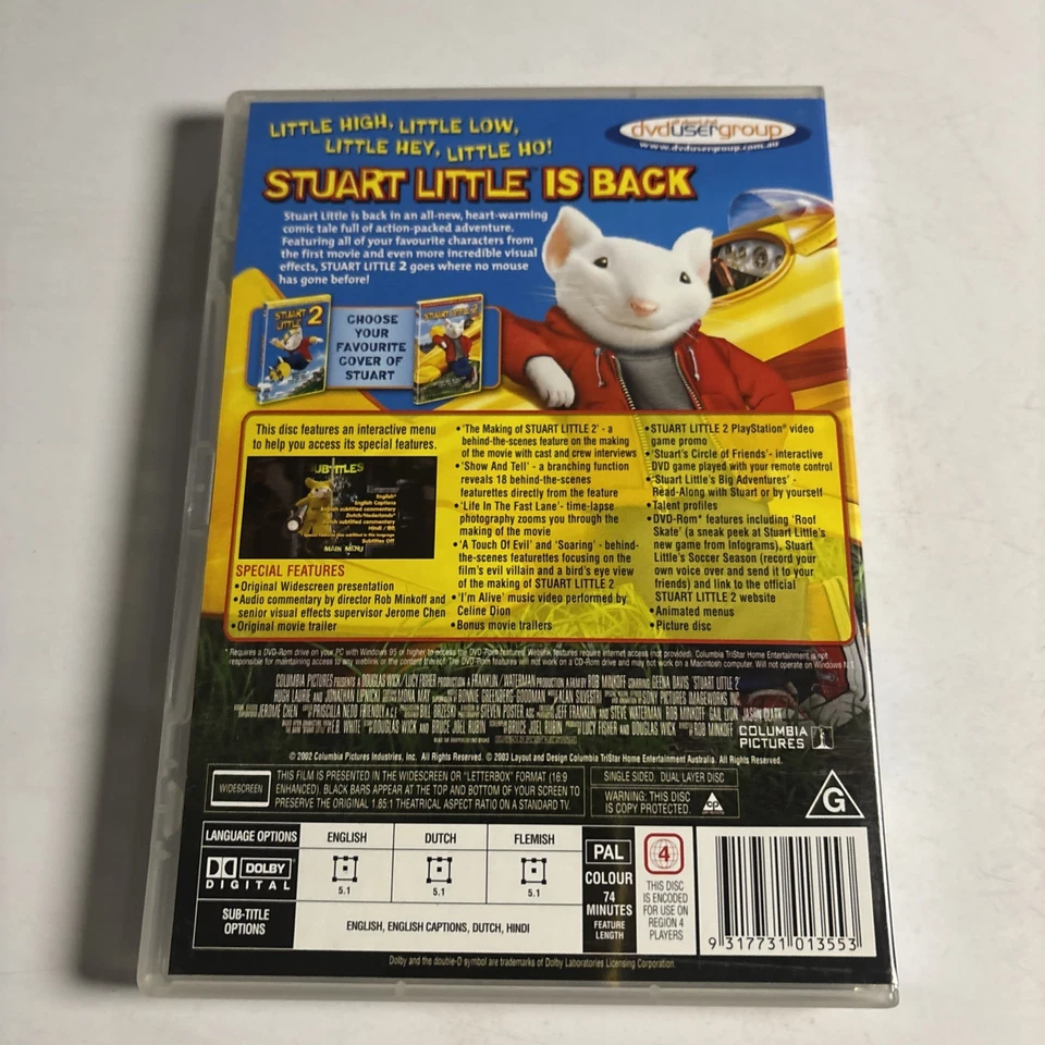 Stuart Little 2 (DVD, 2002) Michael J Fox Animation  Region 4 NEW - Image 2 of 2