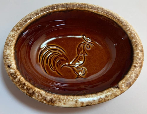 Hull Pottery House 'N Garden Brown Chicken Rooster Salad Dish Bowl 6.5" X 5.25"