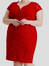 Connected Women's Red Sequin-Lace V-Wire Maxi Dress Plus Size 24W