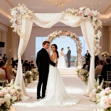 Decorative Artificial Flowers Artificial Wedding Arch Flower Kit With Drapes