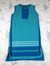 Magaschoni Women Turquoise Teal sleeveless Tunic 100% silk dress womens size 4