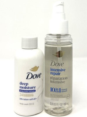 Dove Intensive Repair, 10 in 1 Serum 3.3oz  No Cap + Deep Moisture Lotion 3oz