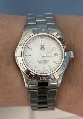 TAG Heuer Aquaracer 27mm Quartz 300m MOP Dial Date Sapphire SS