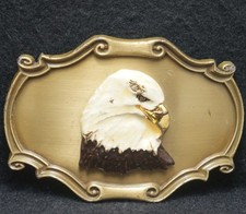 XA23161 VINTAGE 1978 RAINTREE  EAGLE HEAD  BIRD ARTWORK MENS BRASS BELT BUCKLE