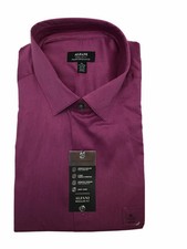 Alfani Mens Regular Fit Performance Shirt in Berry,Sz S,14/14.5-32/33