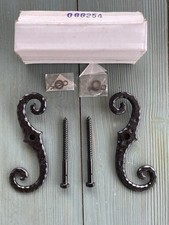 Pair of Black Cast Iron Scroll Shutter Lag Po...