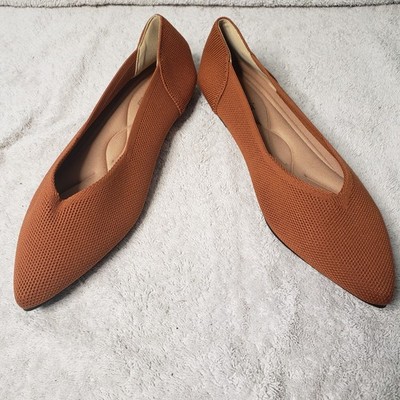 Semwiss Women's 6.5 Pointed Toe Knit Ballet Flats Slip-On Shoes Brown