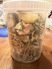 Gold Tone Costume Jewelry Jar Lot Wearable Variety Mix 5.27 Pounds