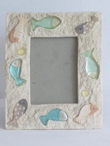 Small Picture Frame with Beach Sand and Fish