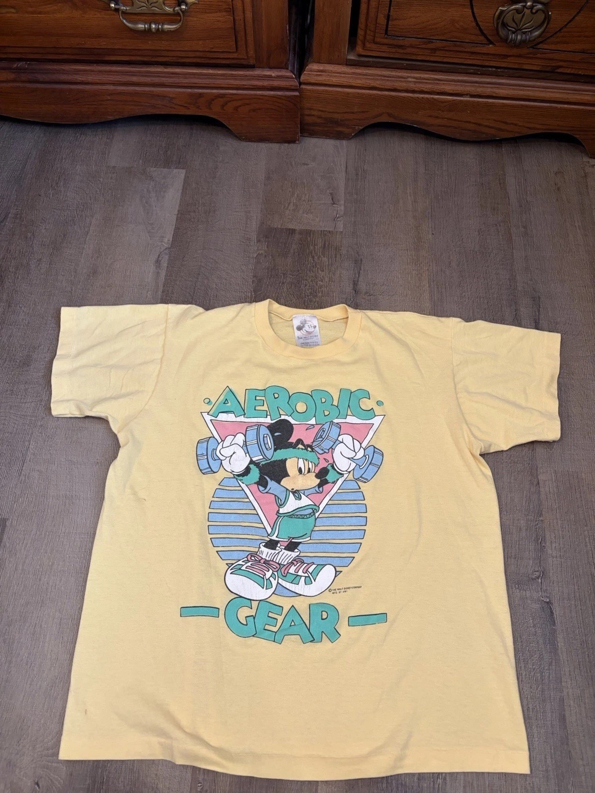 Vintage Disney Mickey Mouse Shirt Mens L Aerobic Gear Minnie Workout Tee 80s