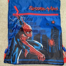 Image of Marvel Spider-Man Drawstring Bag Pull String P.E. Gym Swimming Sport Bag zip