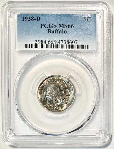 1938-D Buffalo Nickel PCGS MS66 Great looking Flashy Luster Freshly Graded