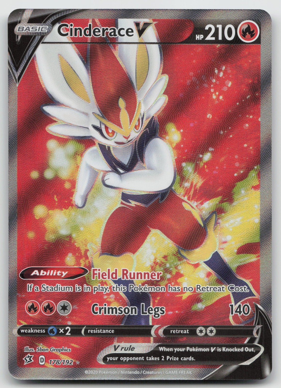 Cinderace V (Full Art) Ultra Rare SWSH02: Rebel Clash 178/192 NM