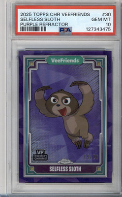 2025 Topps Chrome Veefriends Purple Refractor Selfless Sloth #30 /20 PSA 10
