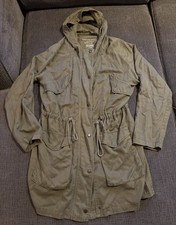 American Eagle Hooded Utility Full Zip/Buttoned Dark GreenJacket Women?s Large