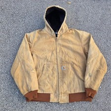 Vintage Faded Carhartt J130 Hooded Active Workwear Jacket Size L