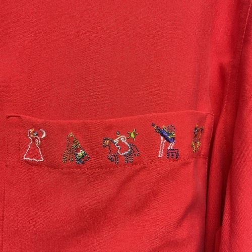 Chemisier femme Chico’s Design rouge embroid 100% soie bouton devant 2XL / 16 - Photo 4/8