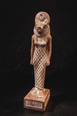 Egyptian Sekhmet Granite Statue Lioness Goddess Figure Hieroglyph 12''