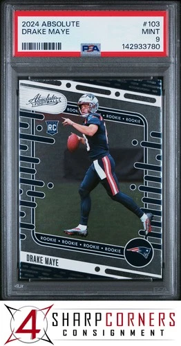 2024 PANINI ABSOLUTE #103 DRAKE MAYE RC PATRIOTS PSA 9