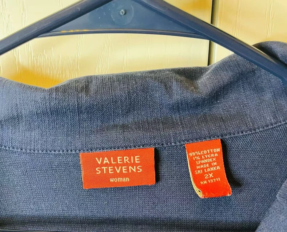 Chaqueta vaquera VALERIE STEVENS para mujer 2X azul Foto 2 de 3