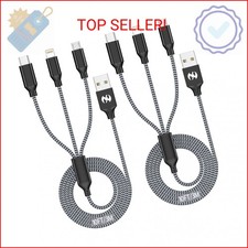 Multi Charging Cable 10ft 2Pack 3 in 1 Charger Cord, Long Multiple Rapid Nylon B