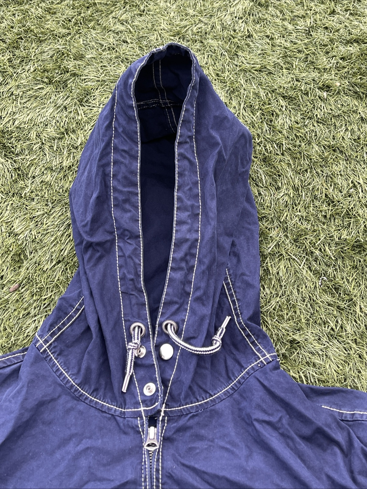 FILA POLO Ralph Lauren giacca zip canottaggio squadra canottaggio felpa con cappuccio taglia L cotone navy