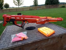 Nerf Mega Centurion Blaster (Tested, Works) 6 Darts And Mag Included (No Bipod)