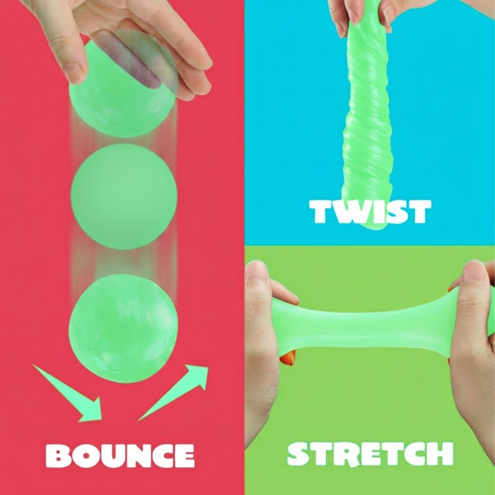 5-Pack Liquid Glass Putty Set – Reactive, UV, Chameleon, Glow, Super Stretch Toy