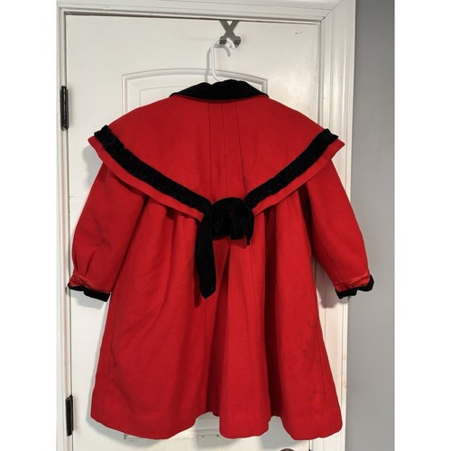 Rothschild Girls Wool Dress Coat Red Black American Girl Samantha Velvet 6x - Picture 3 of 3