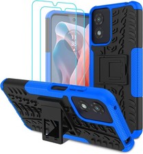 for Moto G Play 2024 Case with 2 Pack Screen Protector,Military Grade Blue