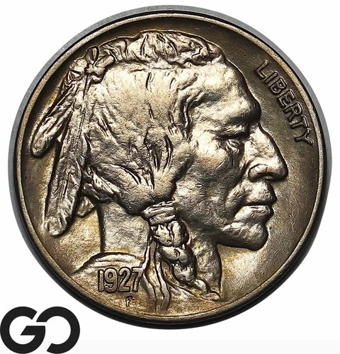 1927-S Buffalo Nickel, Harf To Find This Nice, Choice Uncirculated Key Date