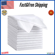 12 Pack Cotton Handkerchiefs 16X16 Inch White Classic Pocket Hankies, Easy Care.