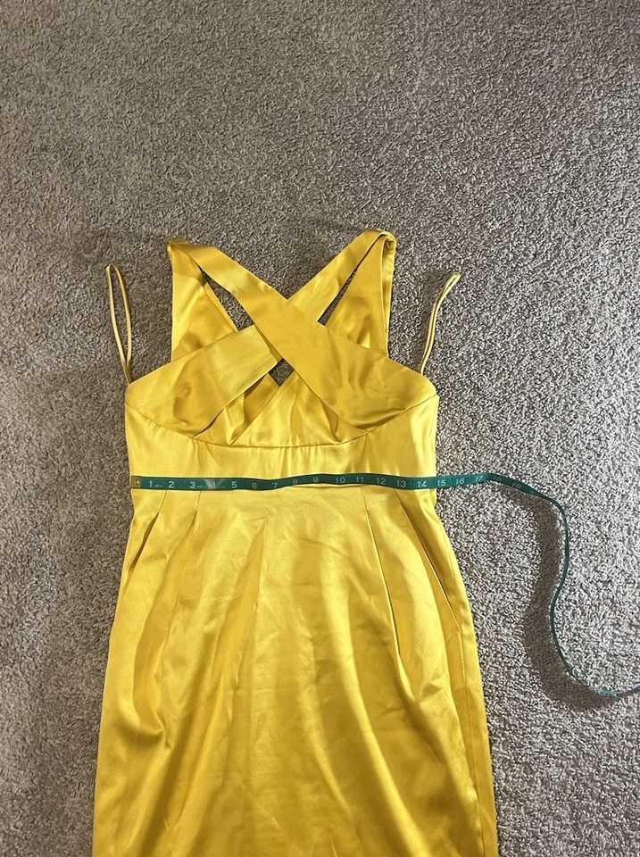 Marc Bouwer Glamit Yellow Satin Cocktail Dress Women’s Size 6 - Image 2 of 4