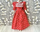Barbie Clone Doll Red Prairie Peasant Dress Vintage 1970s Lacey Beautiful