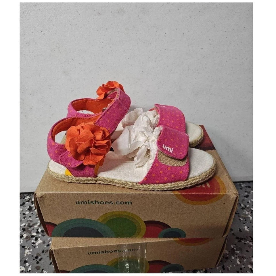 Umi Giselle Pink Sandal Espadrilles US 12 Pink Orange Multi Floral Hook Loop - Image 4 of 4