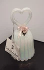 VTG Fenton Opaline Pearly Sentiments Porcelain Rose Iridescent Heart Handle Bell