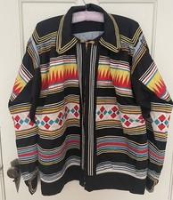 Vintage Native American Seminole Handmade Black Patchwork Jacket Large