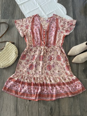 Chic Pink and Red Mini Dress Women s Dress Size L