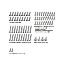 1964 12-1966 Ford Mustang 22 Fastback Interior Hardware Screw Kit 73 Piece Set