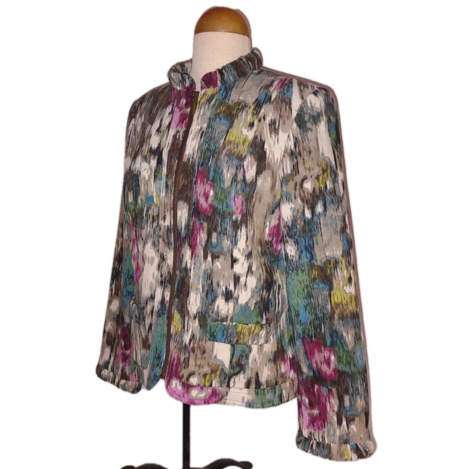 Requisitos Chaqueta Cremallera Completa Pana Multicolor Volantes Escote Talla M Foto 2 de 4