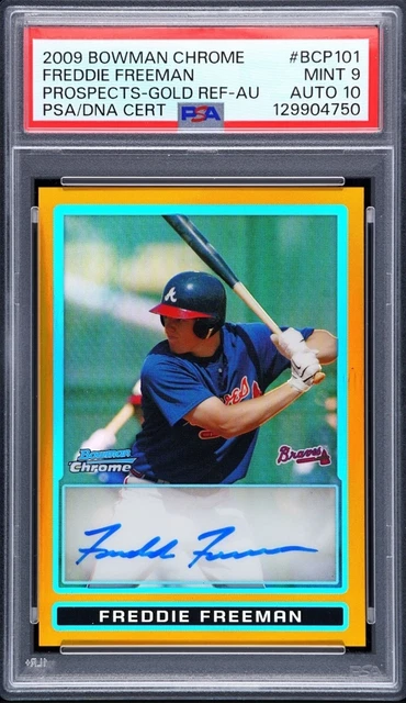 2009 Bowman Chrome Prospects Freddie Freeman Gold Refractor Auto # 7/50