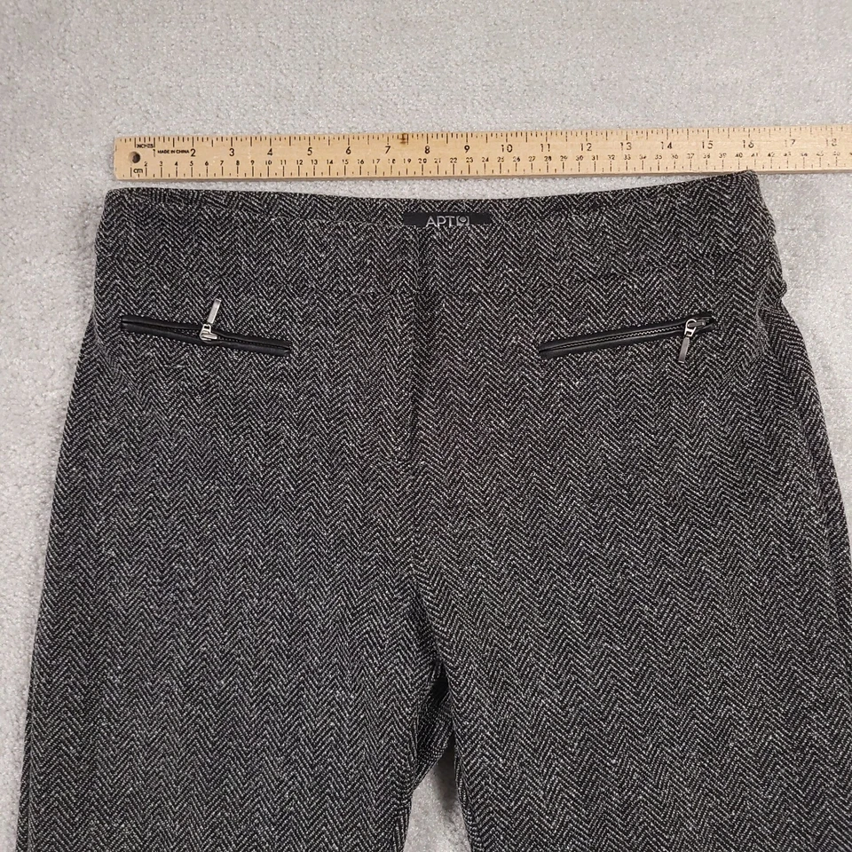 Apt. 9 Womens Ankle Pants Size 12 Gray Chevron Zip Pockets - Image 3 of 4