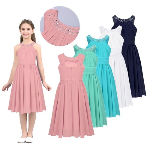Flower Girl Dress Halter Chiffon Birthday Party Summer Holiday Dress Gowns
