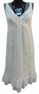 Calvin-Klein-Cocktail-Dress-White-Knit-Chiffon-M-New