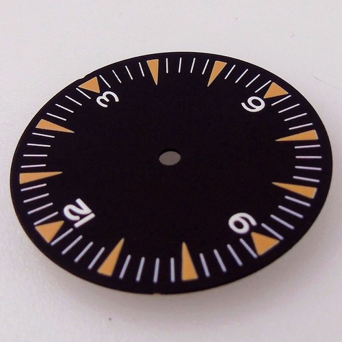 29mm Black Luminous Dial Orange manks Fit Vintage Pilot Style NH35 NH36 2824 - Picture 5 of 6