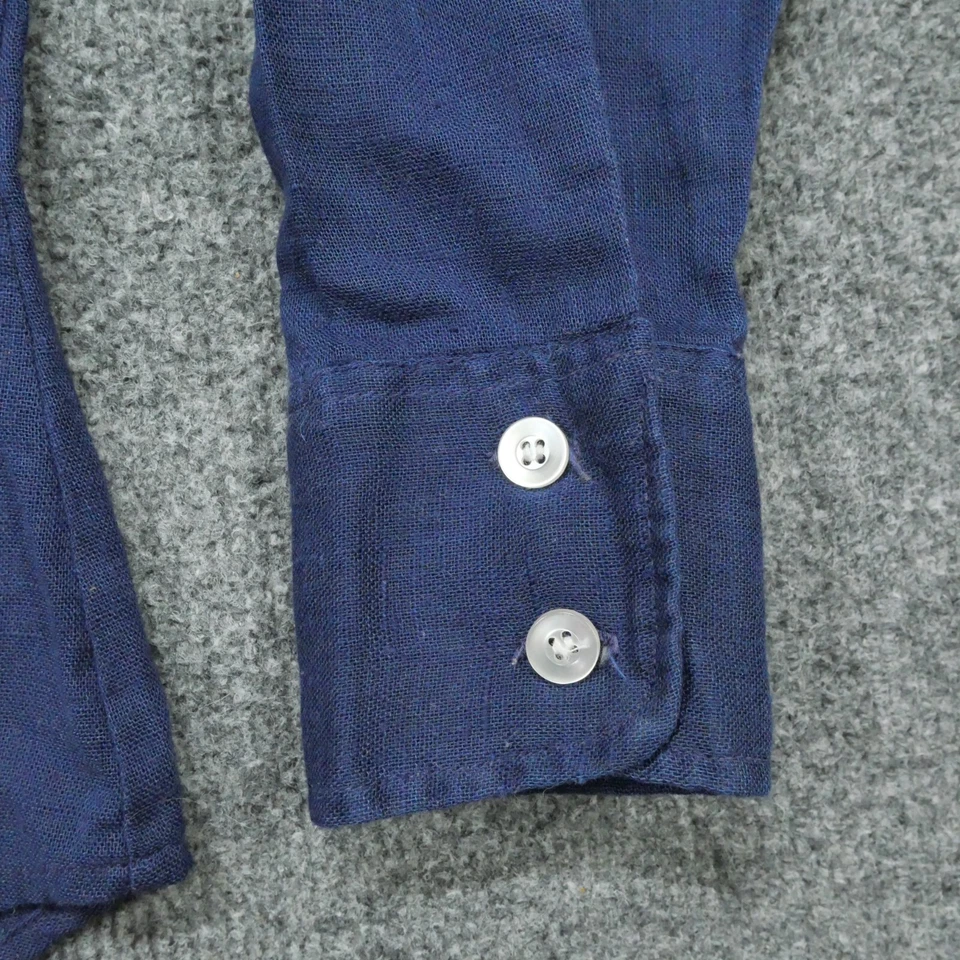 Camisa Levis Vintage Juventude Grande Extra Grande Adulto Pequena Azul Botão para Cima Grande E Anos 60 Anos 70 - Imagem 3 de 4