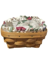Longaberger 1998 Square Berry Basket, liner & Plastic Protector Classic