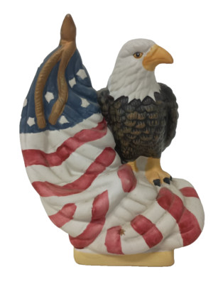 Vintage LIberty Society Porcelain Eagle Sculpture Figurine With American Flag