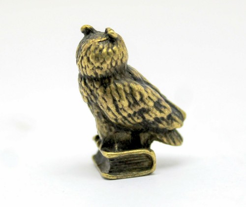 Estatuilla coleccionable de latón tallada a mano de búho escultura vintage pájaro adorno regalo - Imagen 9 de 9