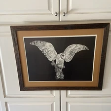 Ray Jr.  Barn Owl  Limited Serigraph on Paper 28.5 X 22.5 Framed Hang